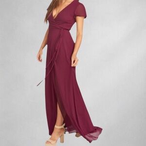 Show Me Your Mumu Dress S Burgundy Maxi Wrap Style Chiffon Formal Evening